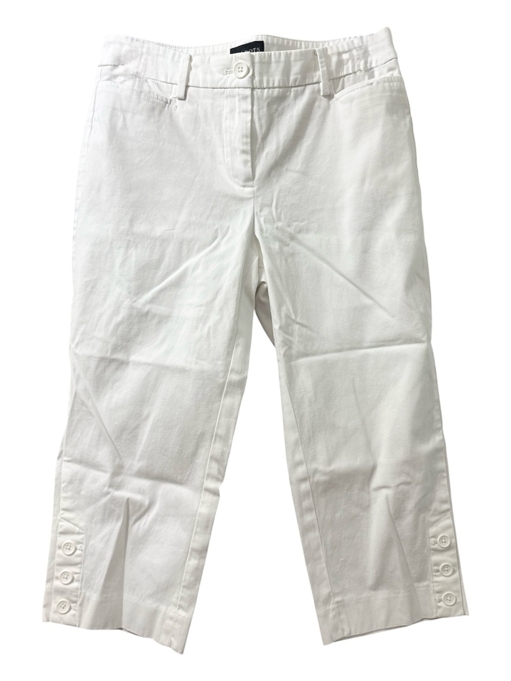 TALBOTS Perfect Skimmer White Capris Size 2P Classic Coastal Preppy Casual